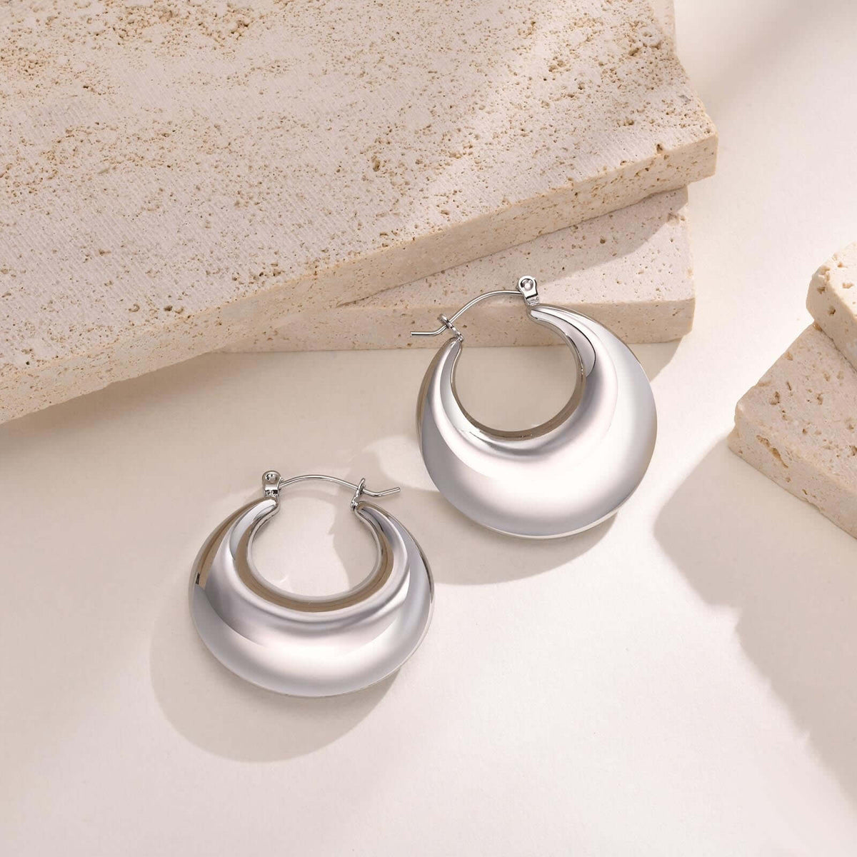 Stainless Steel Hollow Hoop Earrings for Women