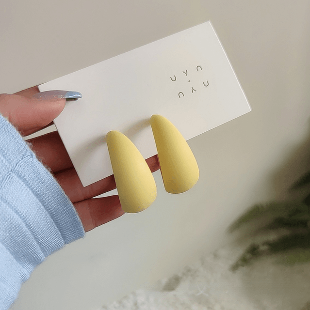 Candy color earrings for women in vibrant yellow, perfect for parties and work, adding stylish flair to any outfit.