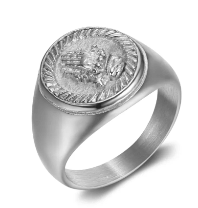 Nordic titanium steel ring featuring an elegant minimalist design with a unique emblem detail.
