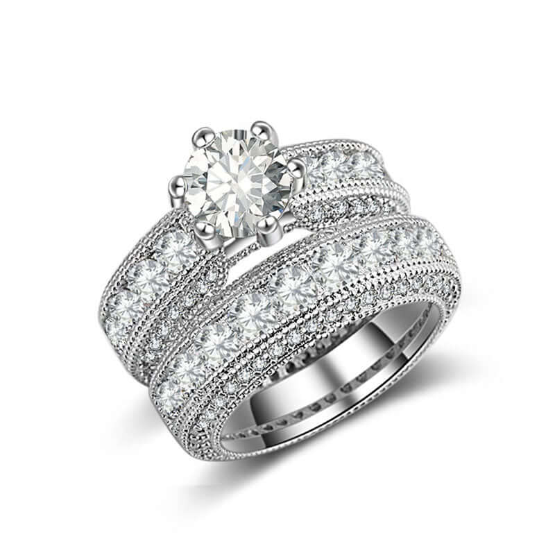 Zircon Ring Set with Diamonds, crafted from 925 sterling silver with a dazzling design and brilliant diamonds.