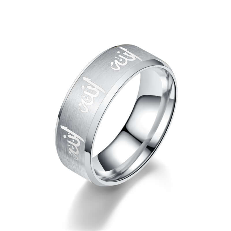 Simple Titanium Steel Couples Ring with English Letters