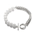 Elegant pearl and chain bracelet for women, featuring a toggle closure and modern design.