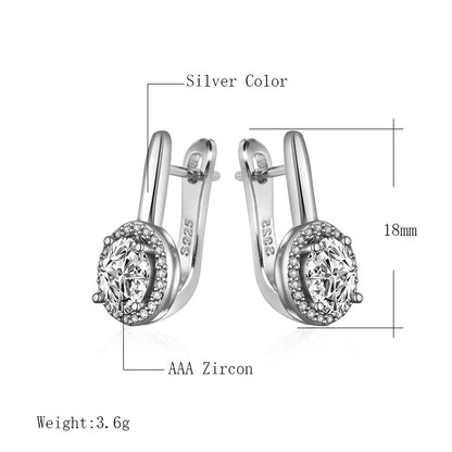Zirconia circle stud earrings in silver, featuring AAA zircon with elegant design and 18mm size.