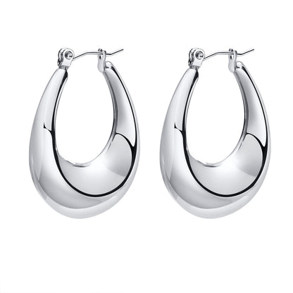 Stainless Steel Hollow Hoop Earrings for Women