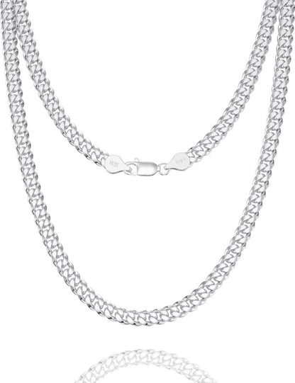925 sterling silver cuban link chain necklace 5mm silver chain for men and women with 24-inch length