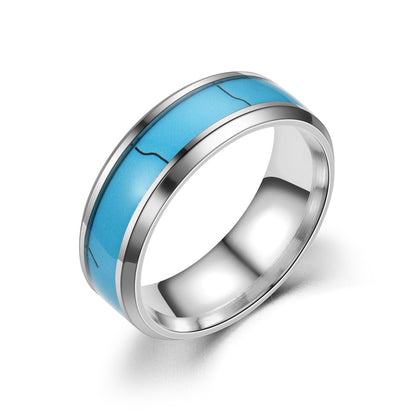 Stainless steel turquoise fashion rings in size 6 with a stylish blue design and elegant electroplated finish.
