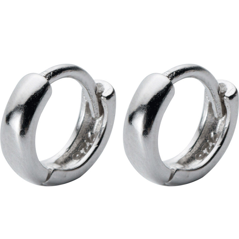 S925 silver round hoop earrings, circular ear clips with a polished finish, elegant style, inner length 14.6mm.