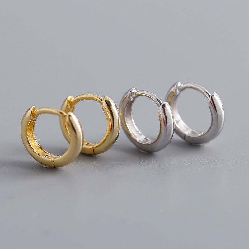 S925 Silver Round Hoop Earrings - Elegant Circular Ear Clips