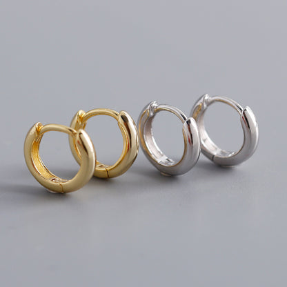 S925 Silver Round Hoop Earrings - Elegant Circular Ear Clips