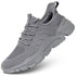 grey slip on walking shoes for men, breathable, lightweight athletic sneakers for gym and jogging.