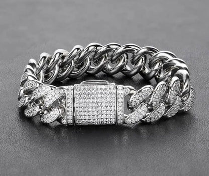Jewelry Flip Double Row Full Zircon Bracelet featuring a shiny silver color, 7inchx15mm size, and sparkly full zircon stones.