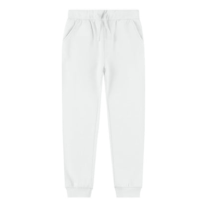 Kid Nation boys fleece sweatpants with pockets, unisex soft fleece kids jogger in white XL, perfect for casual wear.