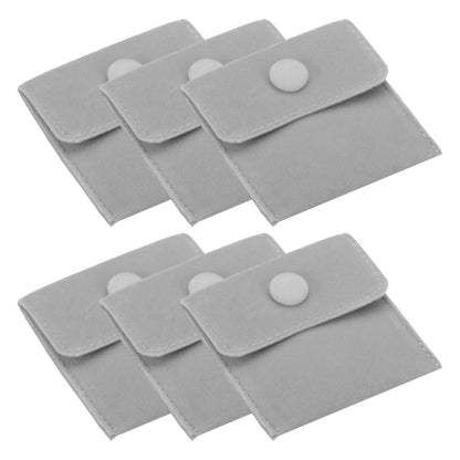 PATIKIL 7x7cm Jewelry Pouches with Snap Button 6 Pack Velvet Jewelry Pouches Portable Soft Storage for Necklace Bracelet Earring Watch Rings Brooch Light Grey