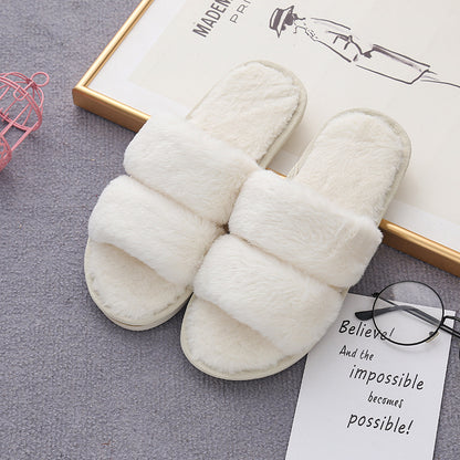 Open-Toed Furry Home Slippers for Cozy Wear