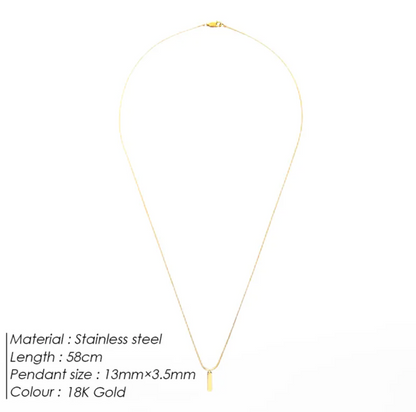 Stainless steel clavicle chain necklace in 18K gold, minimalist design with a sleek pendant.
