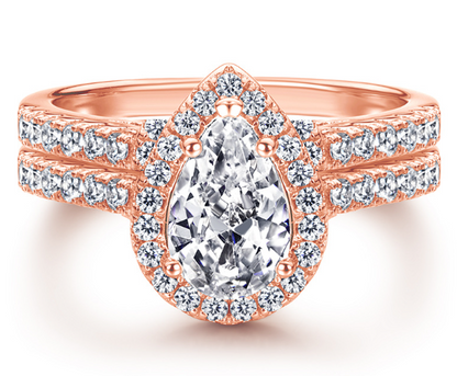925 Sterling Silver Creative Water Drop Zircon Ring featuring a stunning water drop shape and brilliant zircon accents.